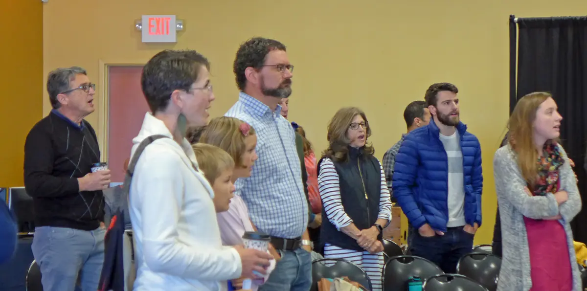 Members of Oasis Community Church during a Sunday morning service